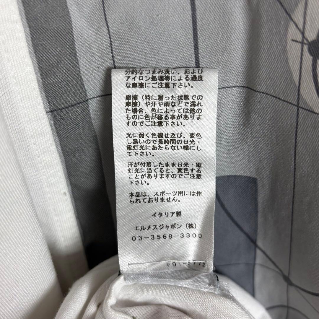 6261【美品】エルメス☆シルク切替Tシャツ スカーフドッキング ホワイト