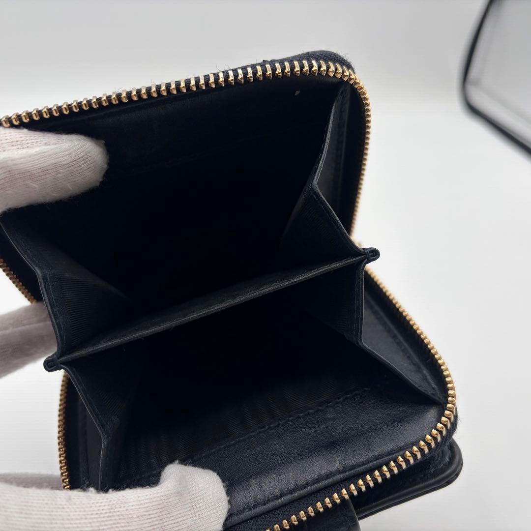 美品 GUCCI 二つ折り 財布 マイクロ グッチシマ GG柄 レザー 黒色