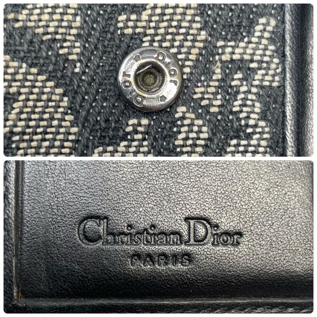 クリスチャンディオール 三つ折り財布 トロッター ブルー レザー