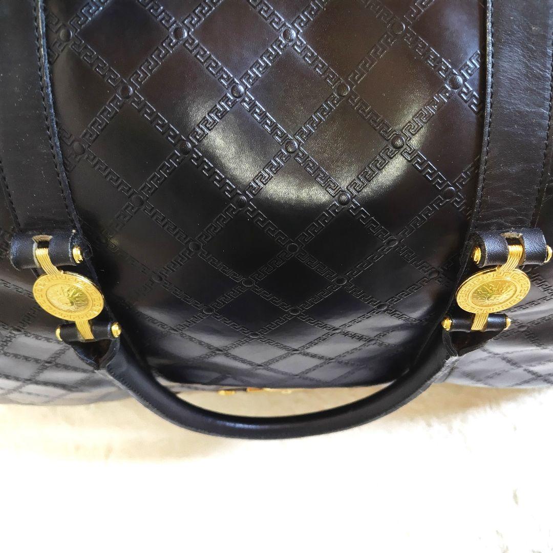 ベルサーチ VERSACE サンバースト ボストンバッグ レザー ブラック