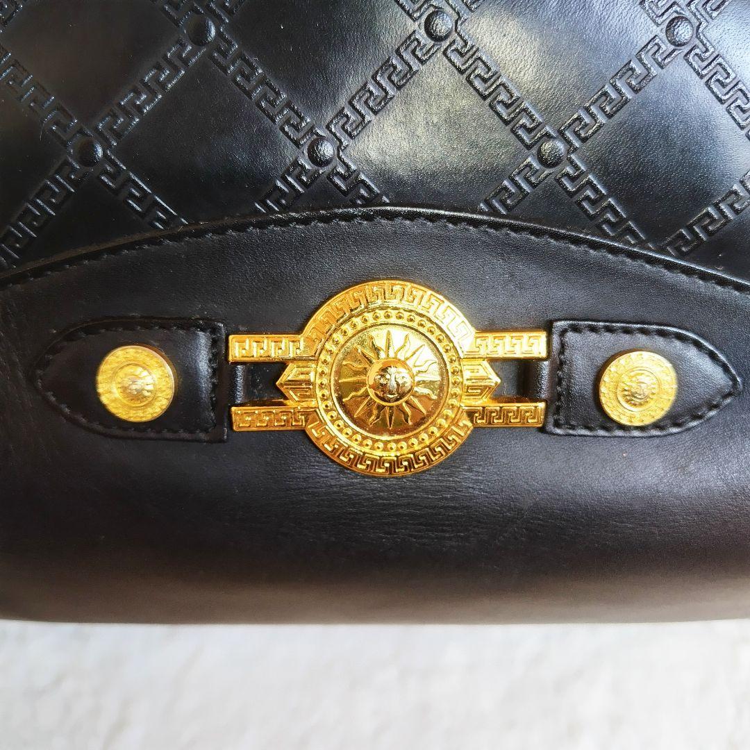 ベルサーチ VERSACE サンバースト ボストンバッグ レザー ブラック