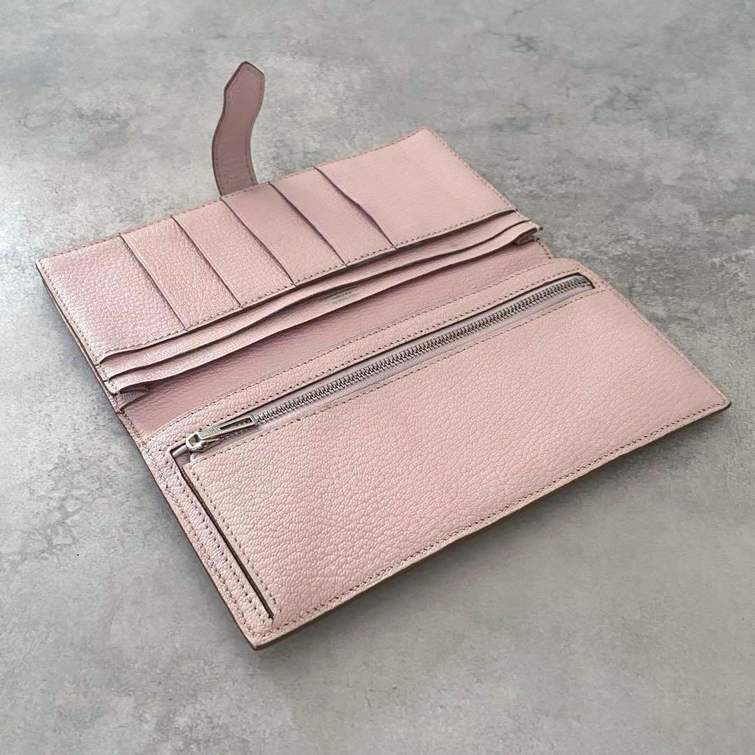HERMÈS エルメス ベアンスフレ レザー B刻印 箱 ピンク 財布 シルバー