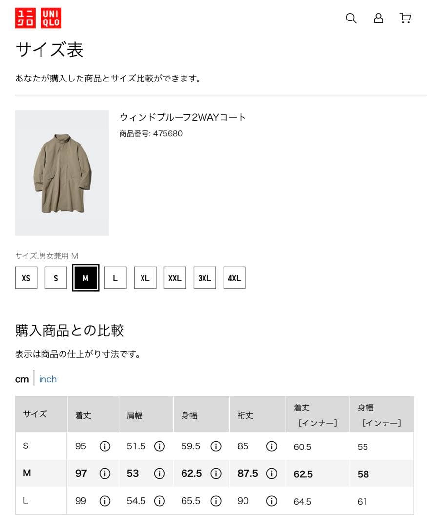 【美品】2025 UNIQLO ウィンドプルーフ2WAYコート