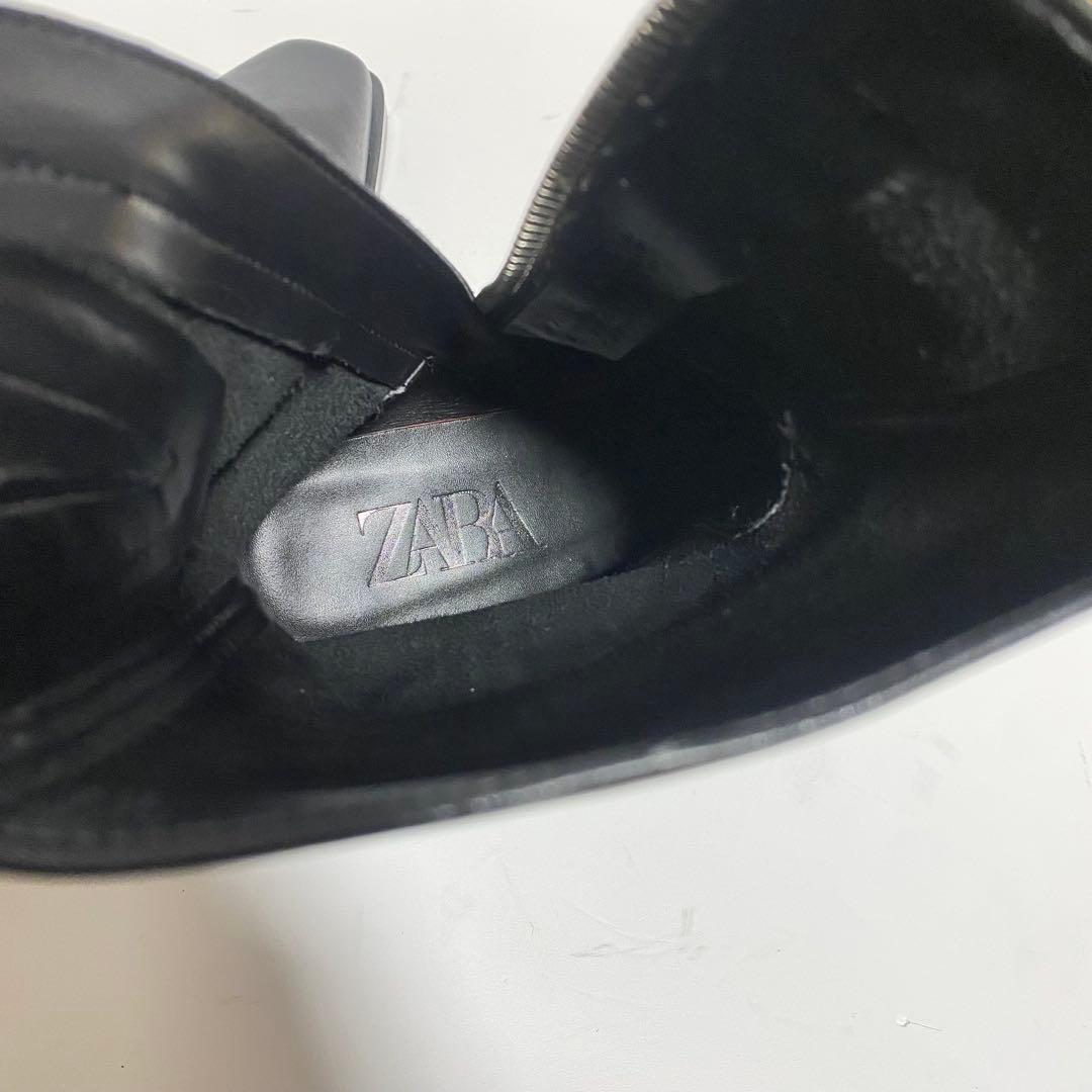 【美品】ZARA チェルシーブーツ サイドジップ スクエアトゥ24.5㎝