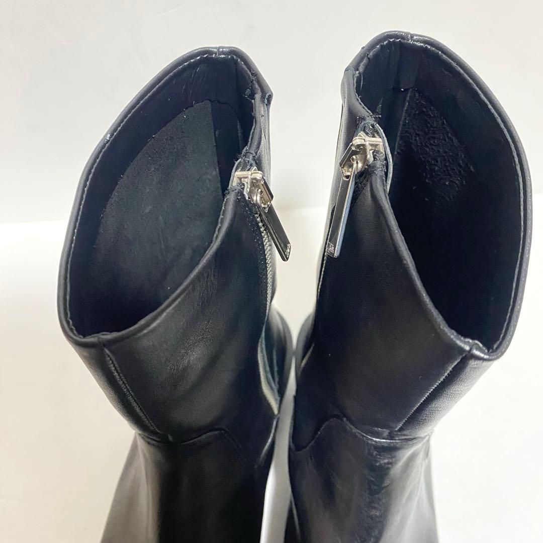【美品】ZARA チェルシーブーツ サイドジップ スクエアトゥ24.5㎝