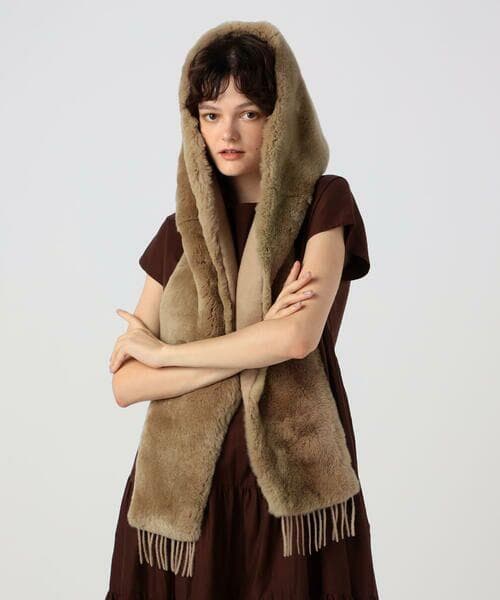 極美品 Max Mara イタリア製 ラビットファー カシミヤストール ブラウン