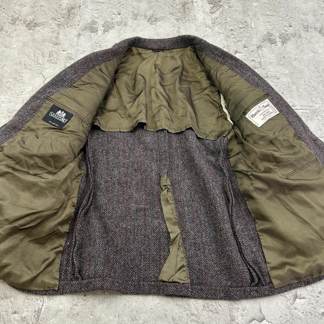 ナ*ベ様 90s　ハリスツイード　ヘリンボーン　トップス　ジャケット　古着　ブラ