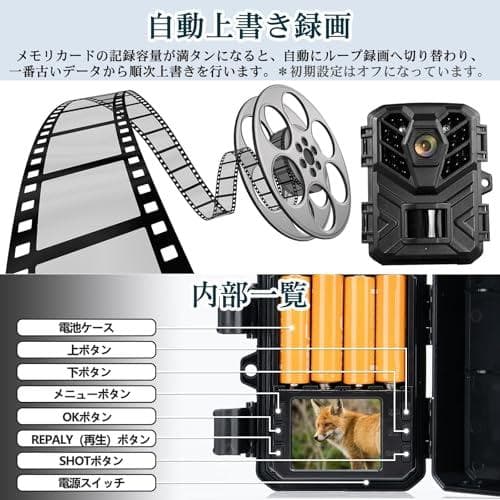 防犯カメラ 小型 トレイルカメラ 3200万画素 1920PフルHD モーシCH