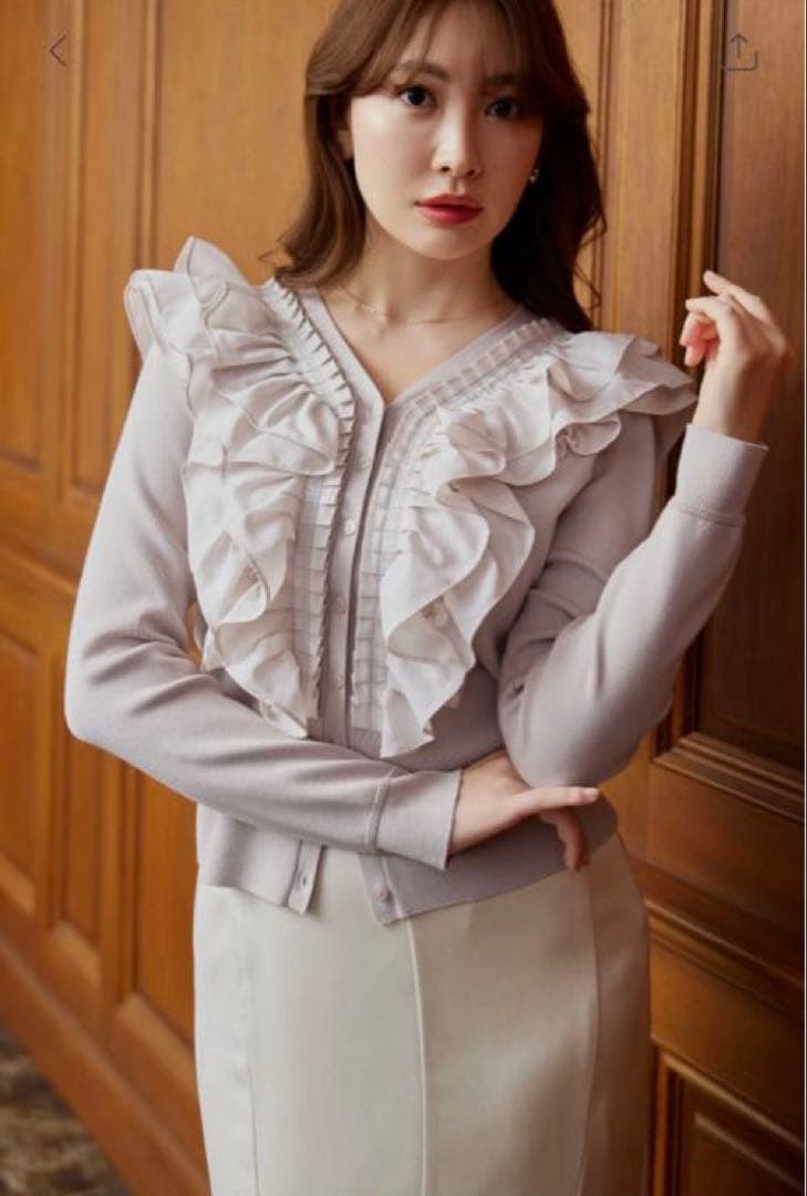 新品タグ付きRuffle Pleated Knit Cardigan