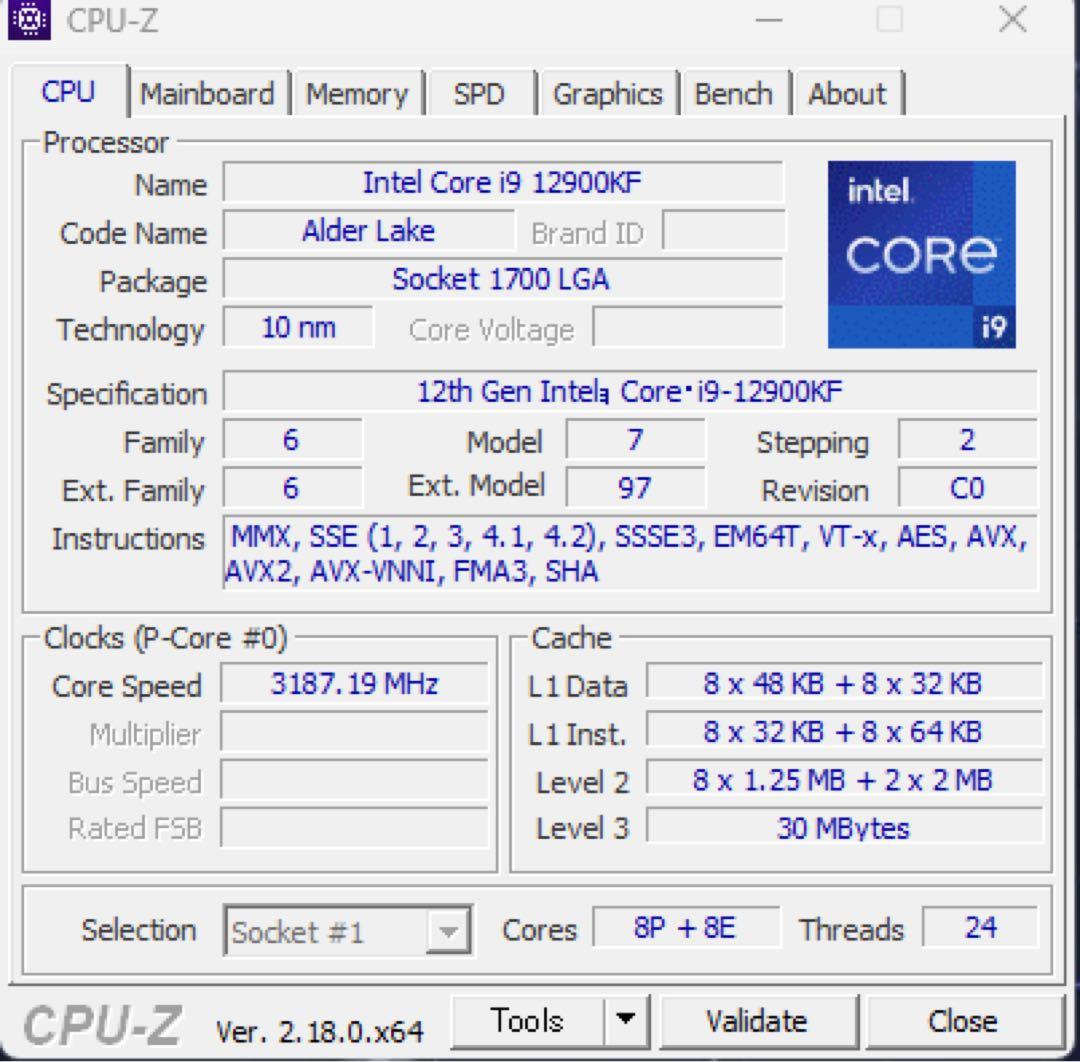【動作確認済】 Core i9-12900KF