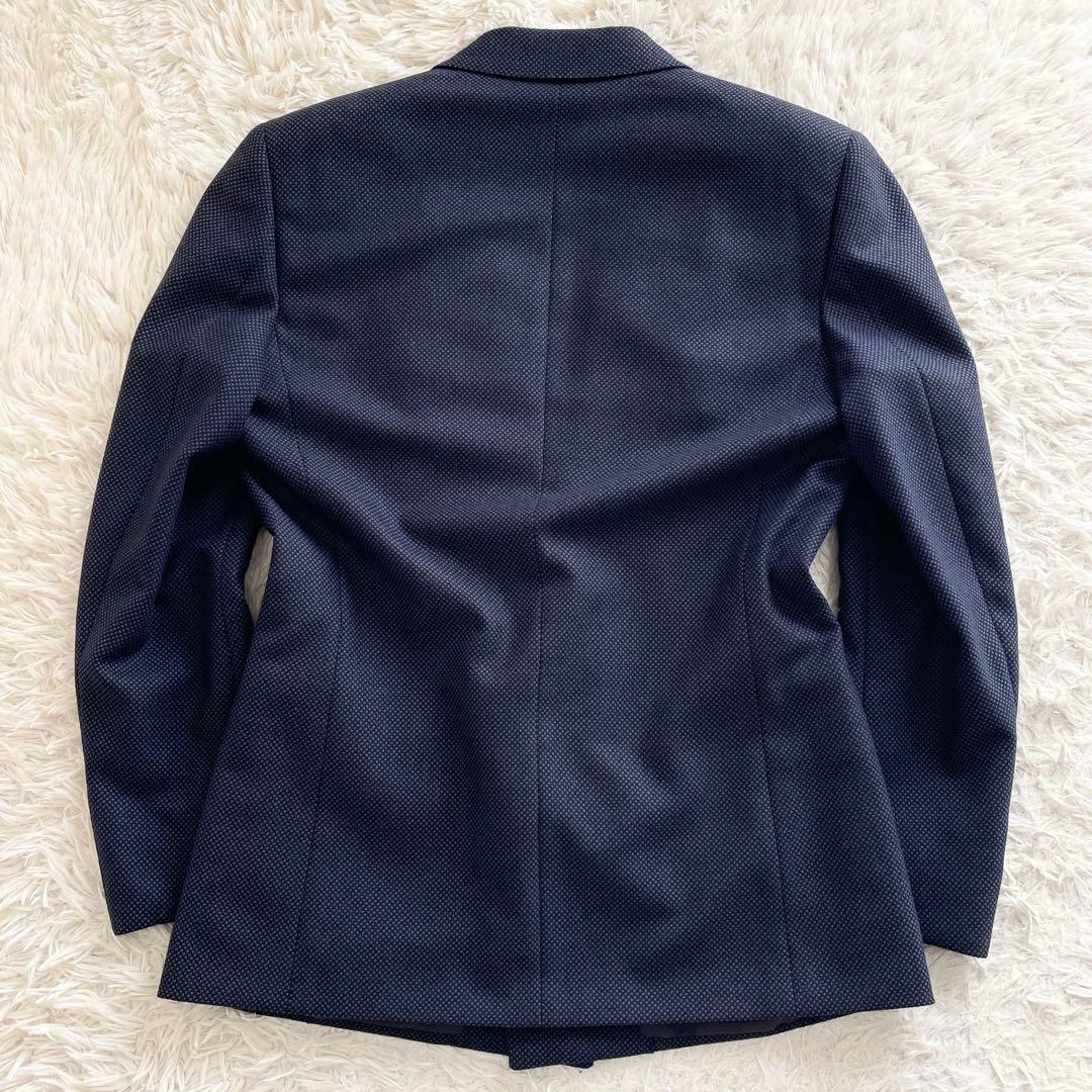 美品 イタリア製 Belvest 紺ブレ ダブルブレスト ロゴ装飾釦 Lサイズ