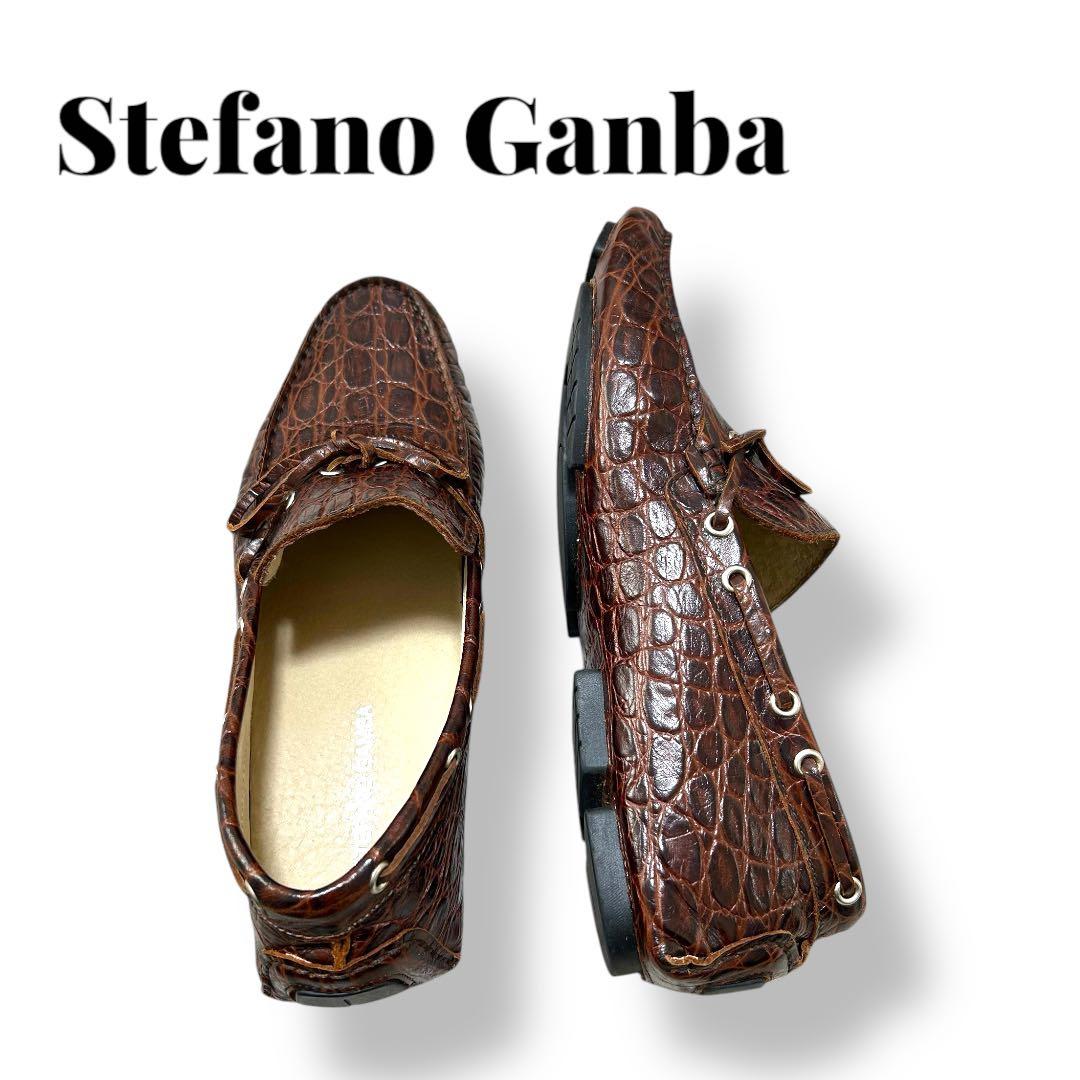 Stefano Gamba クロコダイル型押しドライビングシューズ　サイズ42