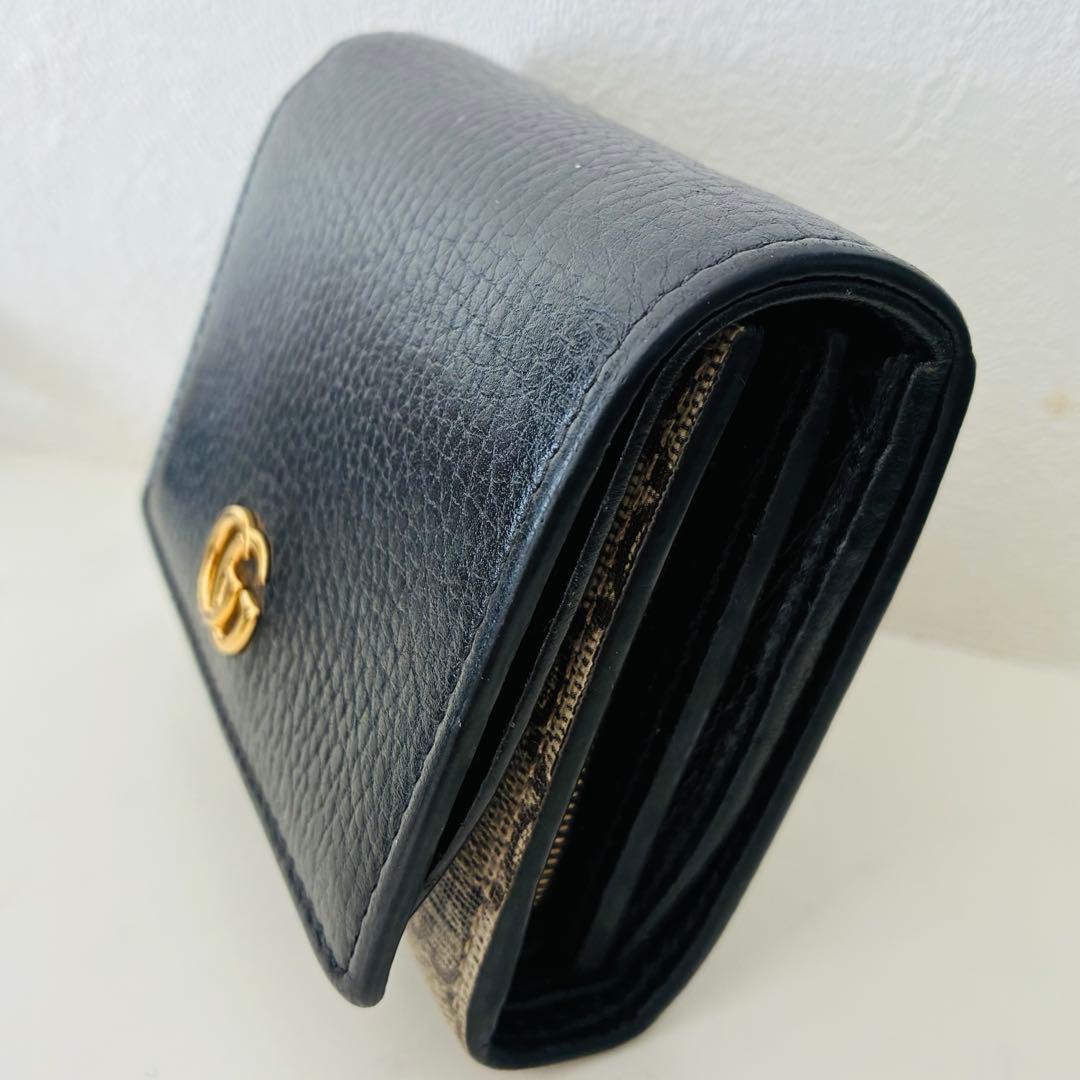 GUCCI 二つ折り財布 ブラック/ベージュ
