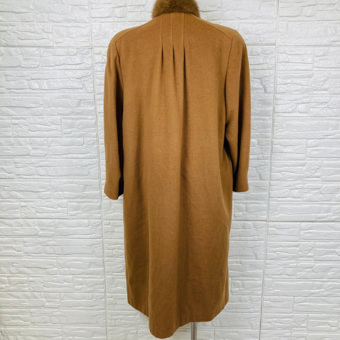 ロブジェ LOBJIE ロングコート カシミヤ ファー 茶色 XL【3504-3