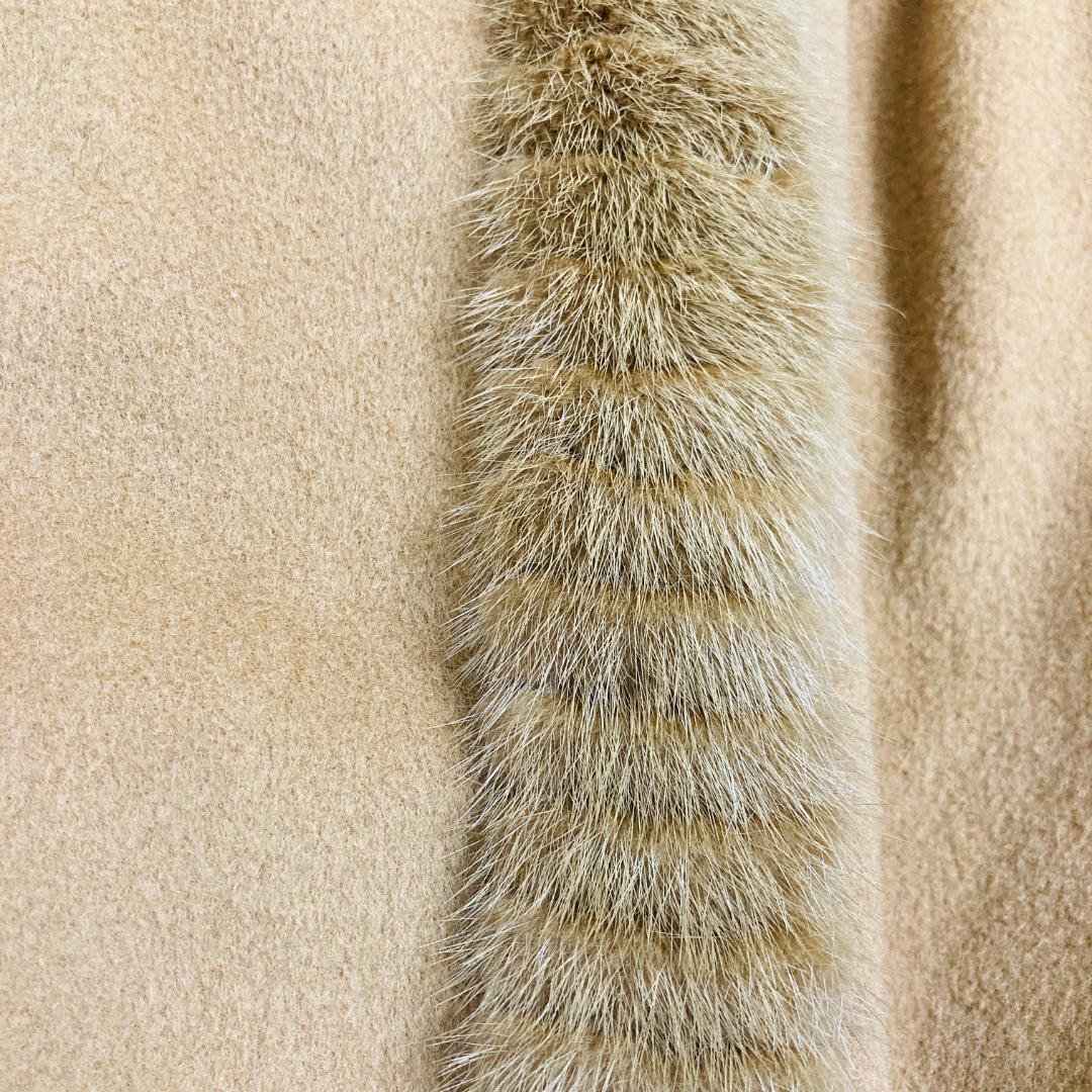 ロブジェ LOBJIE ロングコート カシミヤ ファー 茶色 XL【3504-3