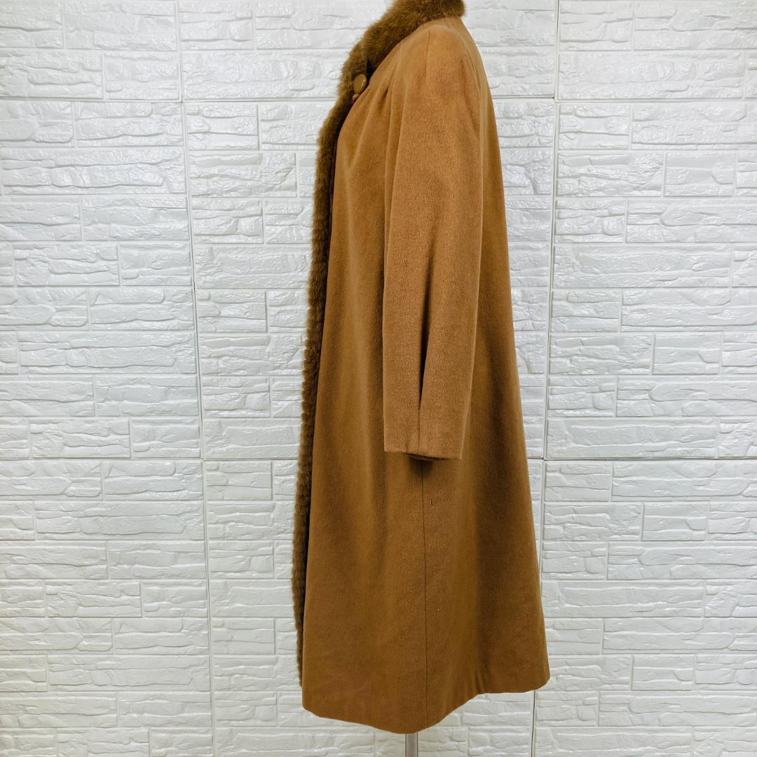 ロブジェ LOBJIE ロングコート カシミヤ ファー 茶色 XL【3504-3