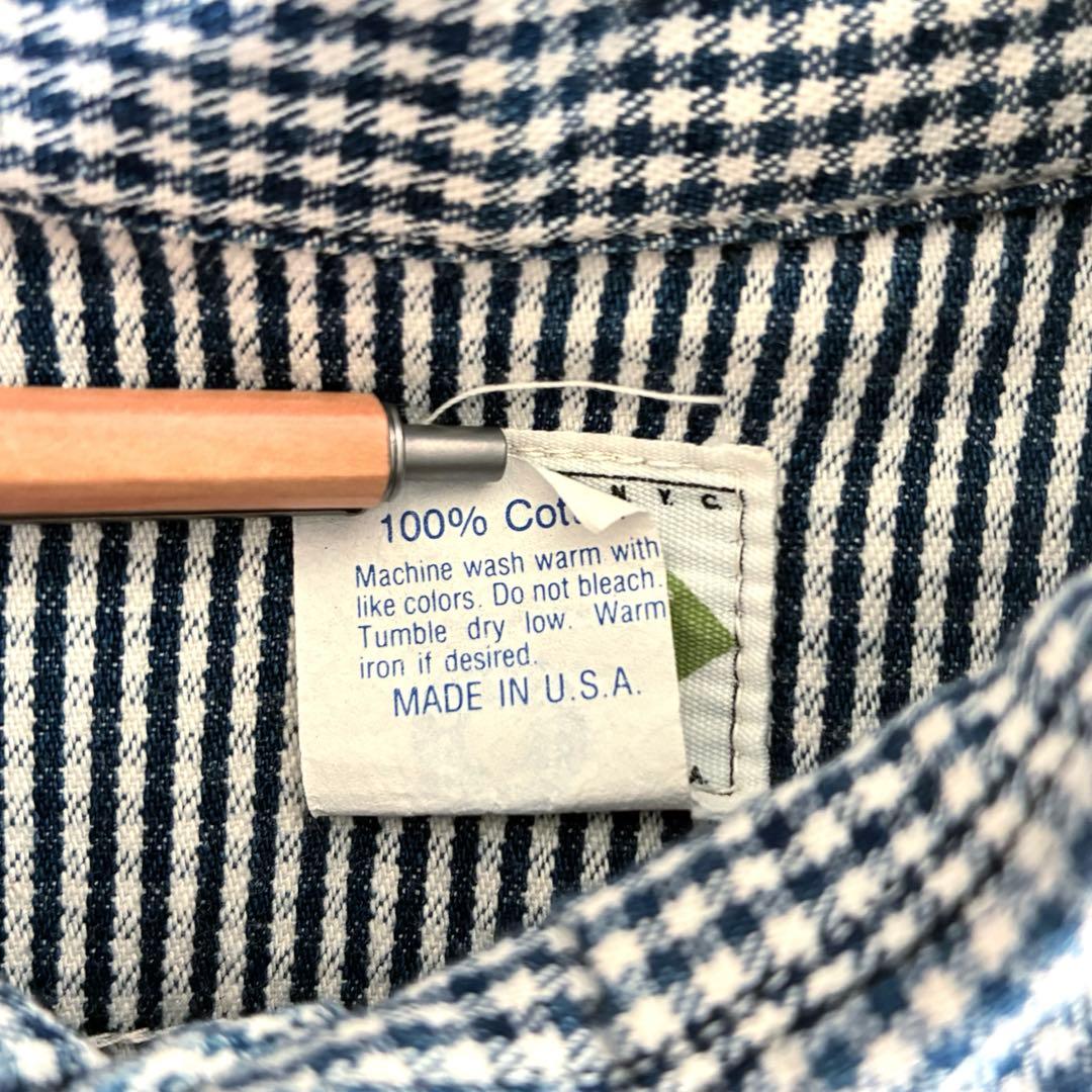 post overalls チェック 長袖 シャツ USA製 Lサイズ