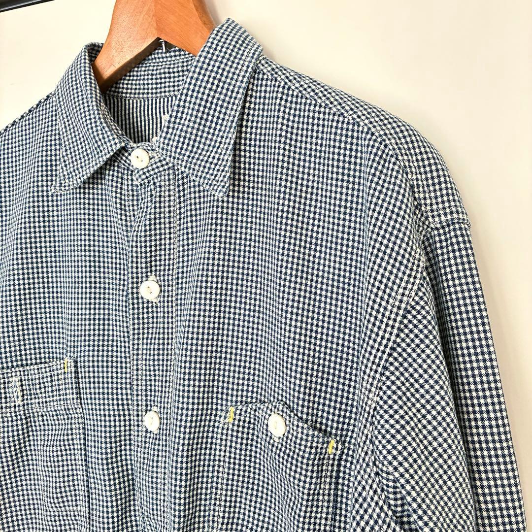 post overalls チェック 長袖 シャツ USA製 Lサイズ