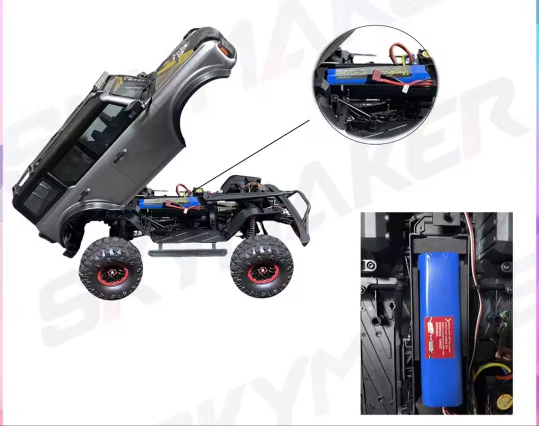 オフロードRCカー 4WD グレー LEDウインチ付き