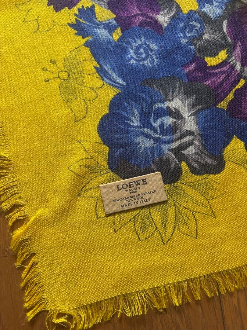 美品✨ロエベ カシミヤ×シルク×ウール 花柄 マフラー ストール