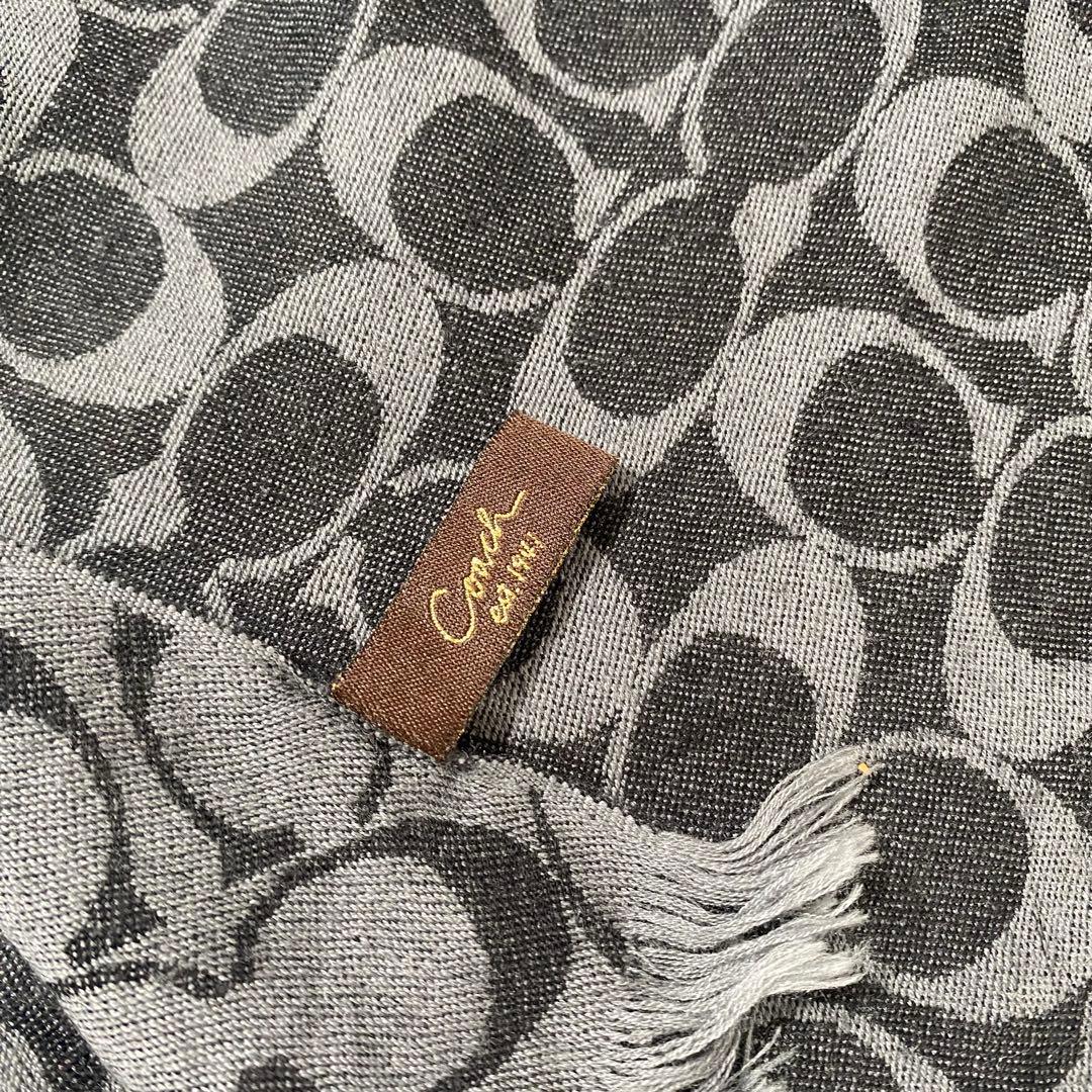 美品　COACH コーチ　ストール　ショール　シグネチャー　大判 グレー