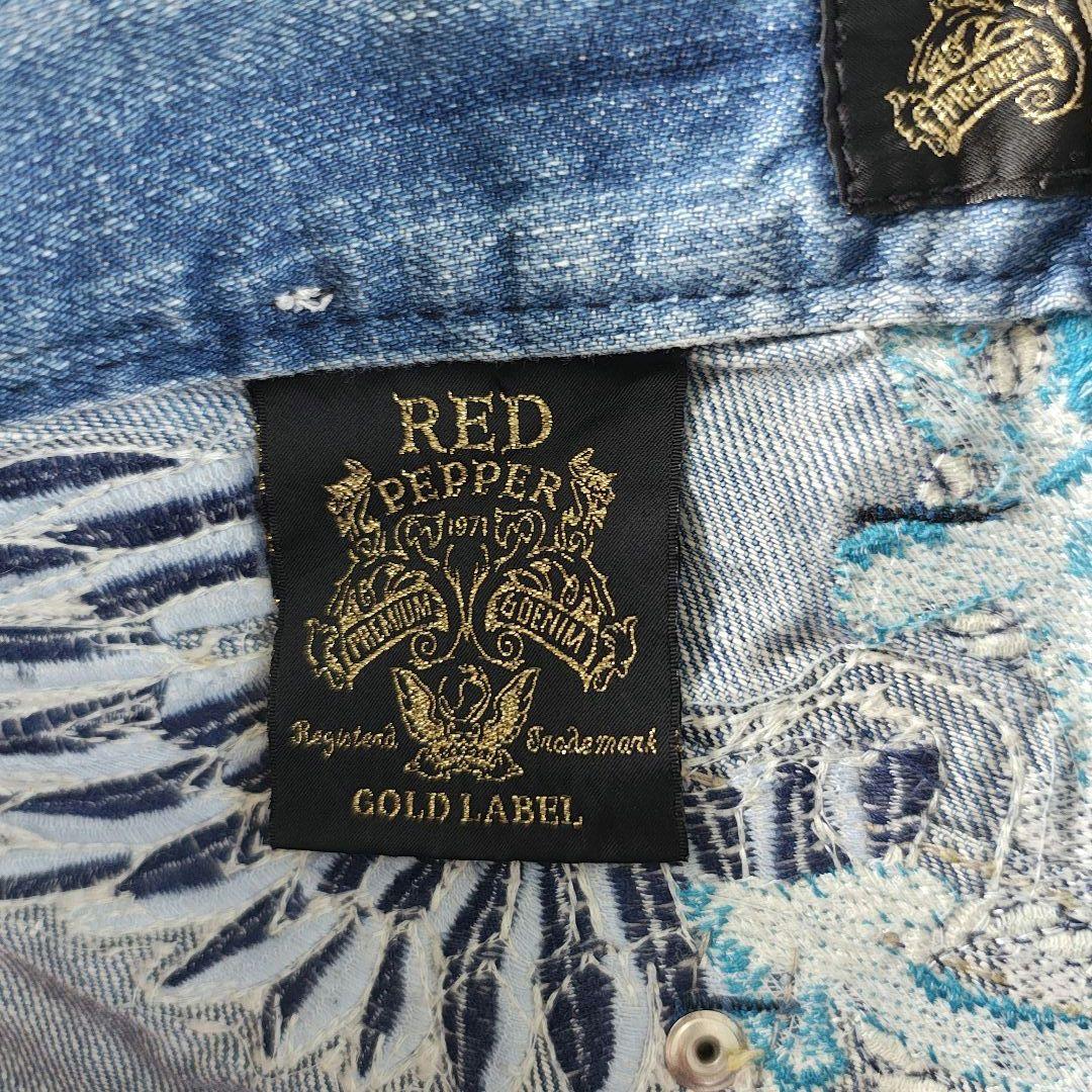 【美品】レッドペッパー GOLD LABEL豪華刺繍ローライズ ブーツカット26