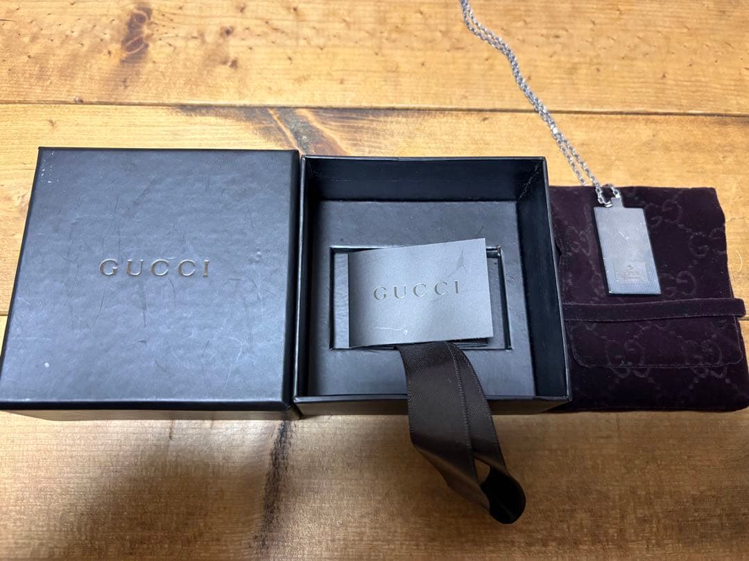 GUCCI シルバー925 長方形プレートネックレス 箱・袋・カード付き 美品