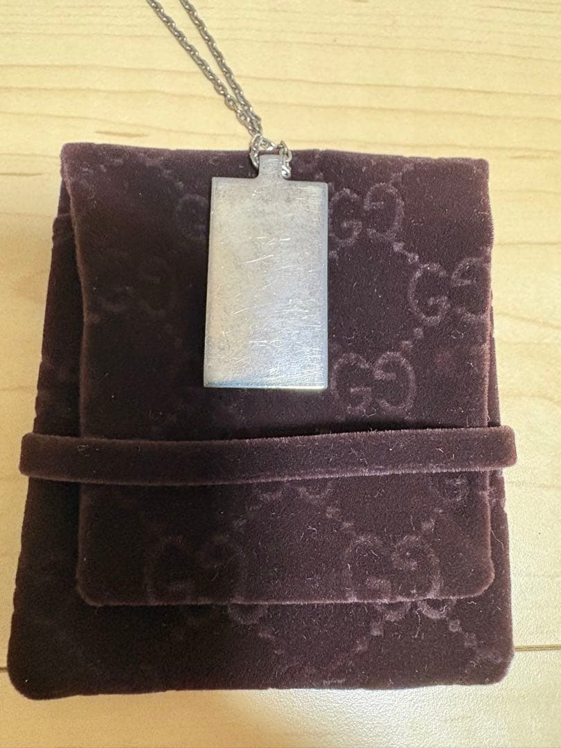 GUCCI シルバー925 長方形プレートネックレス 箱・袋・カード付き 美品