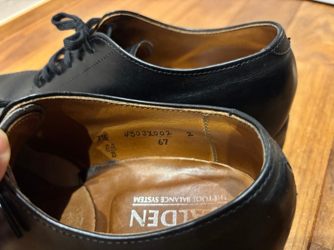 美品 Alden ブラック カーフ Uチップ 7 1/2