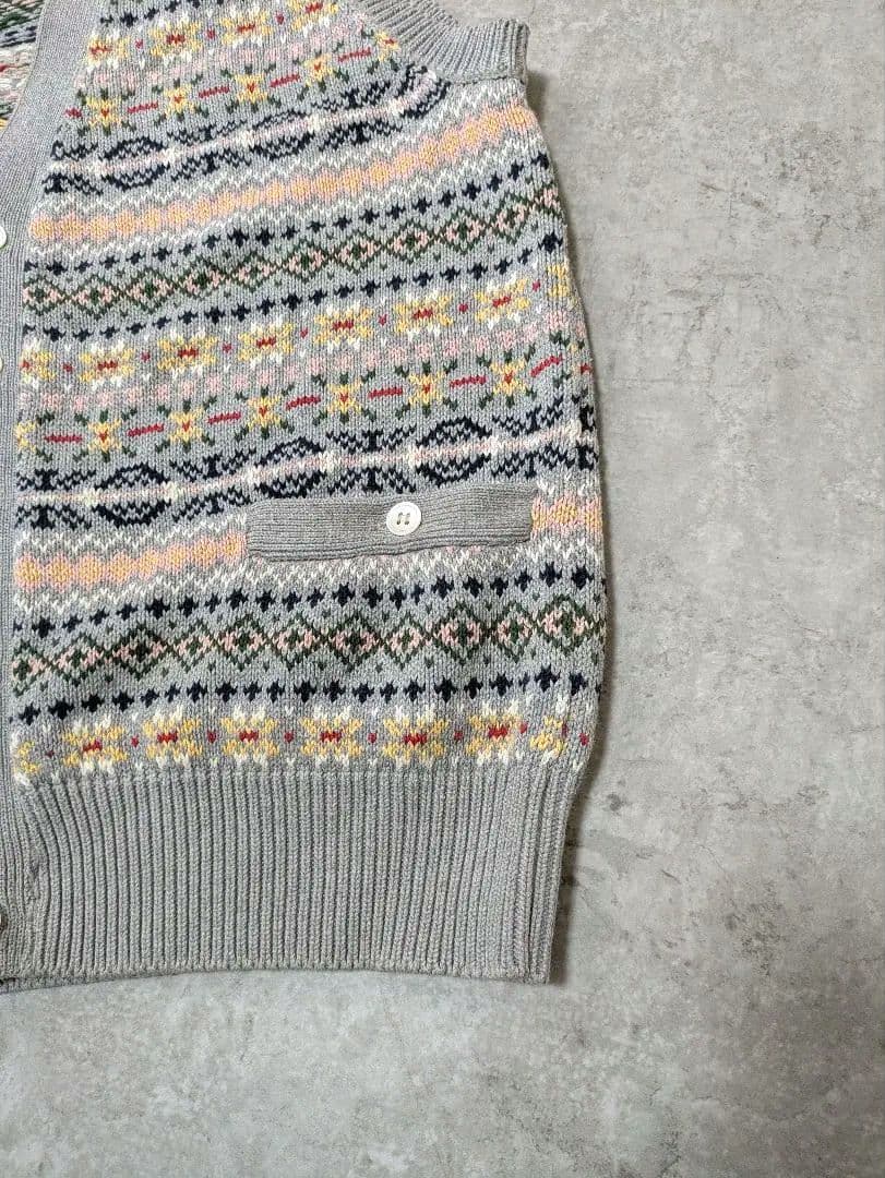 フェアアイル　PAPAS ベスト M　シェルボタン　Vカット　ハンドメイド