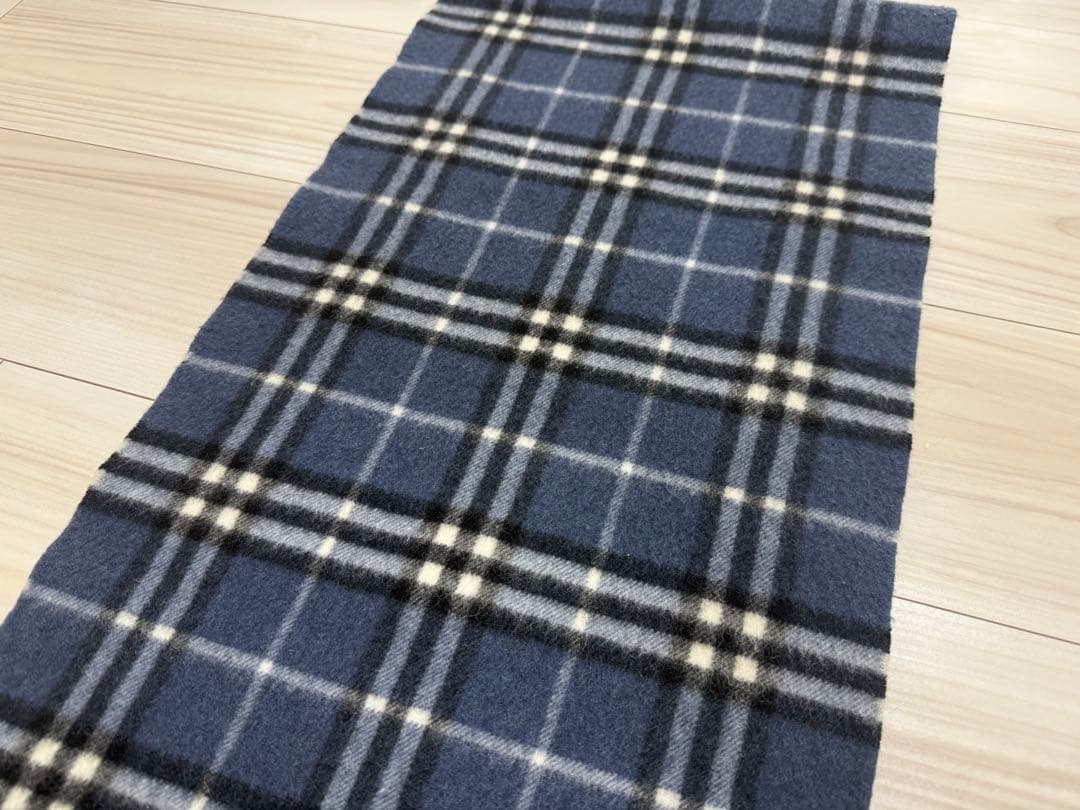 バーバリー　マフラー　カシミヤ　ブルー系　ノバチェック　約134cm×約31cm
