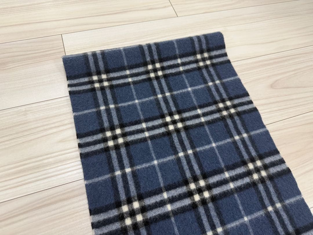 バーバリー　マフラー　カシミヤ　ブルー系　ノバチェック　約134cm×約31cm