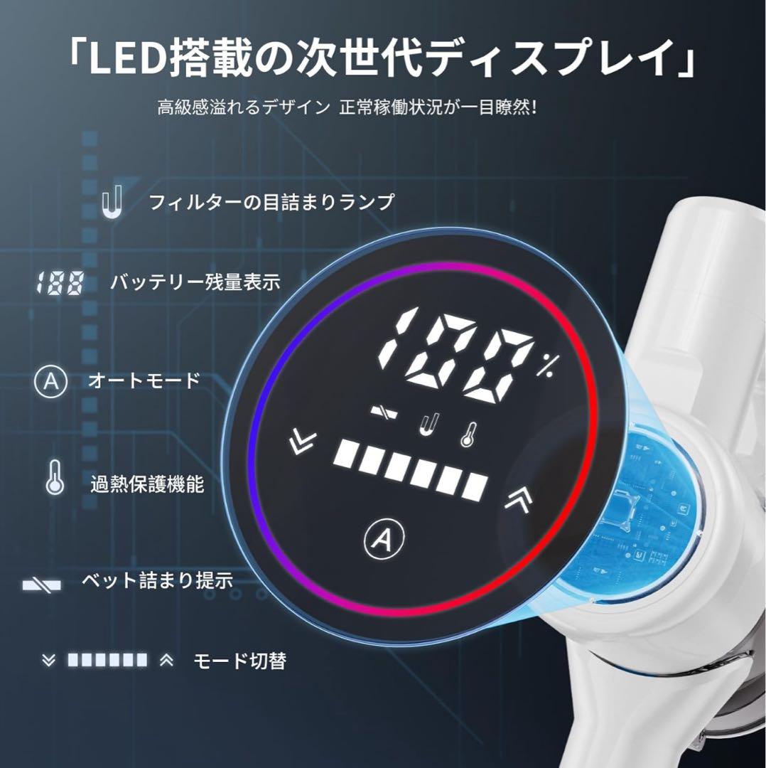 コードレス 掃除機 自立可能 LED ディスプレイ パワフル 強力 丸洗い
