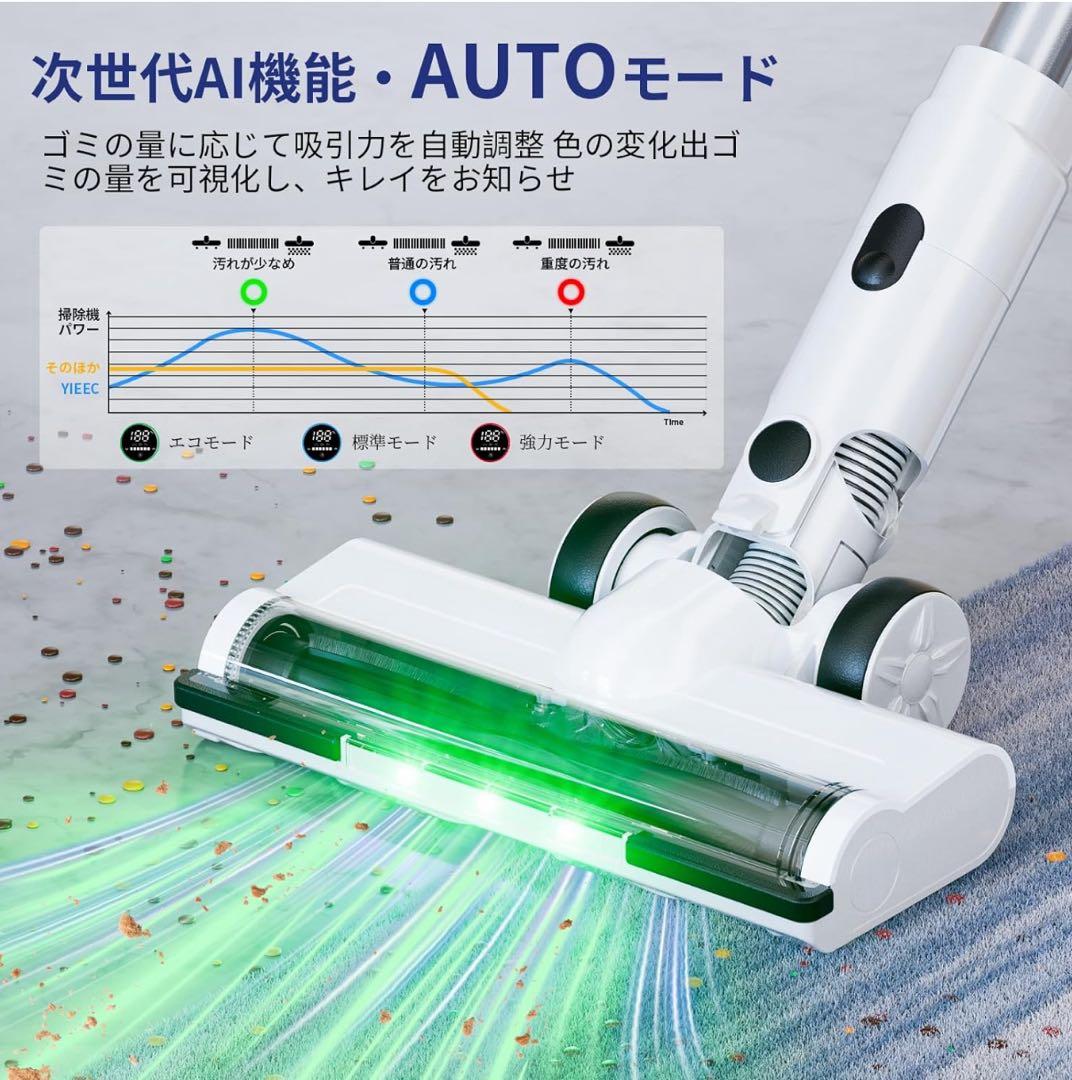 コードレス 掃除機 自立可能 LED ディスプレイ パワフル 強力 丸洗い