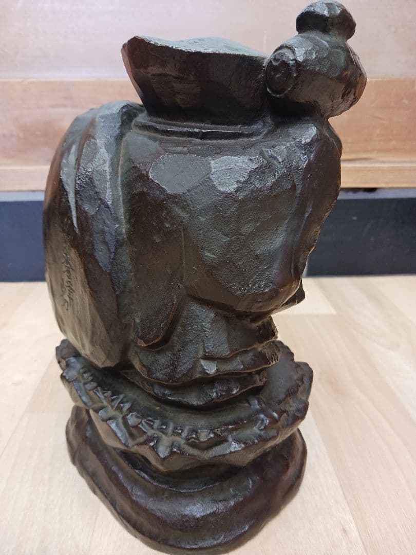 仏教美術　 仏像　【秀峰】作　【興隆大黒天】　 銅製　 在銘　共箱　大黒　七福神