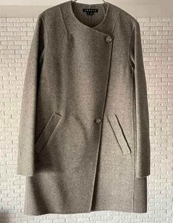 【美品】Theory ノーカラーコート ウール Sサイズ