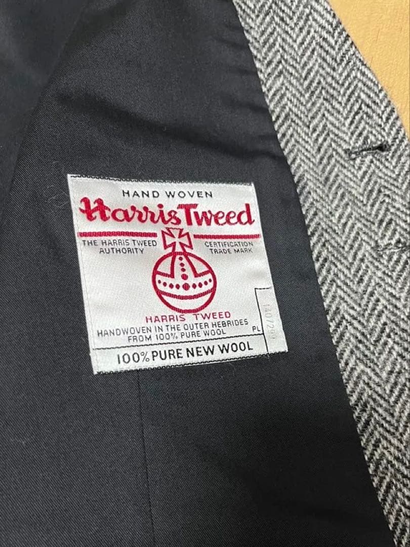 【美品】Harris Tweed ヘリンボーンウールベスト