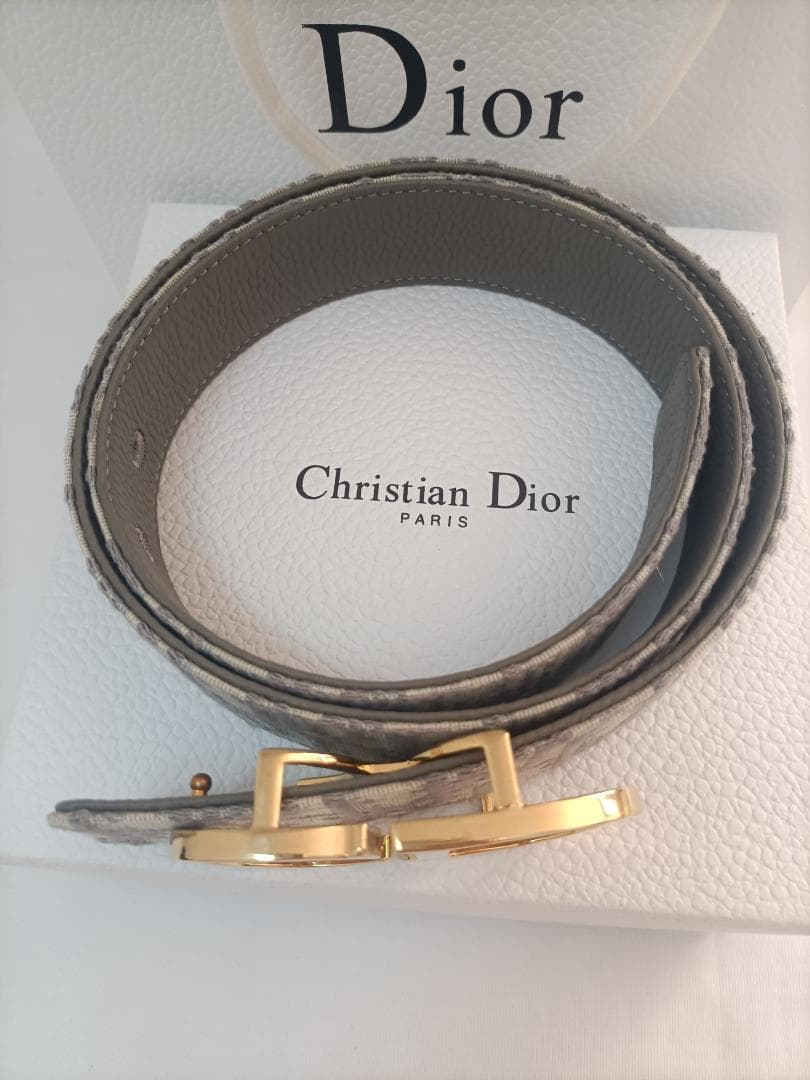 グレー/ゴールド★ディオール ベルト Christian Dior メンズ