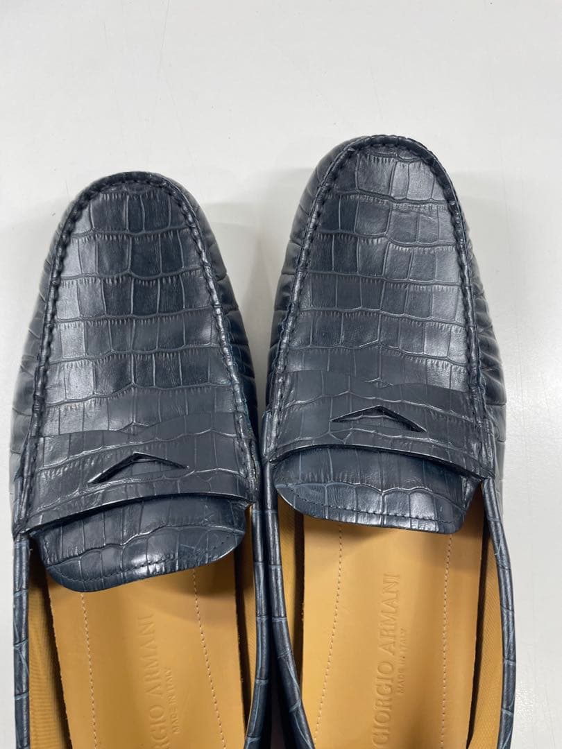 李*ル様 GIORGIO ARMANI 本革 クロコ型押し ブラック サイズ9