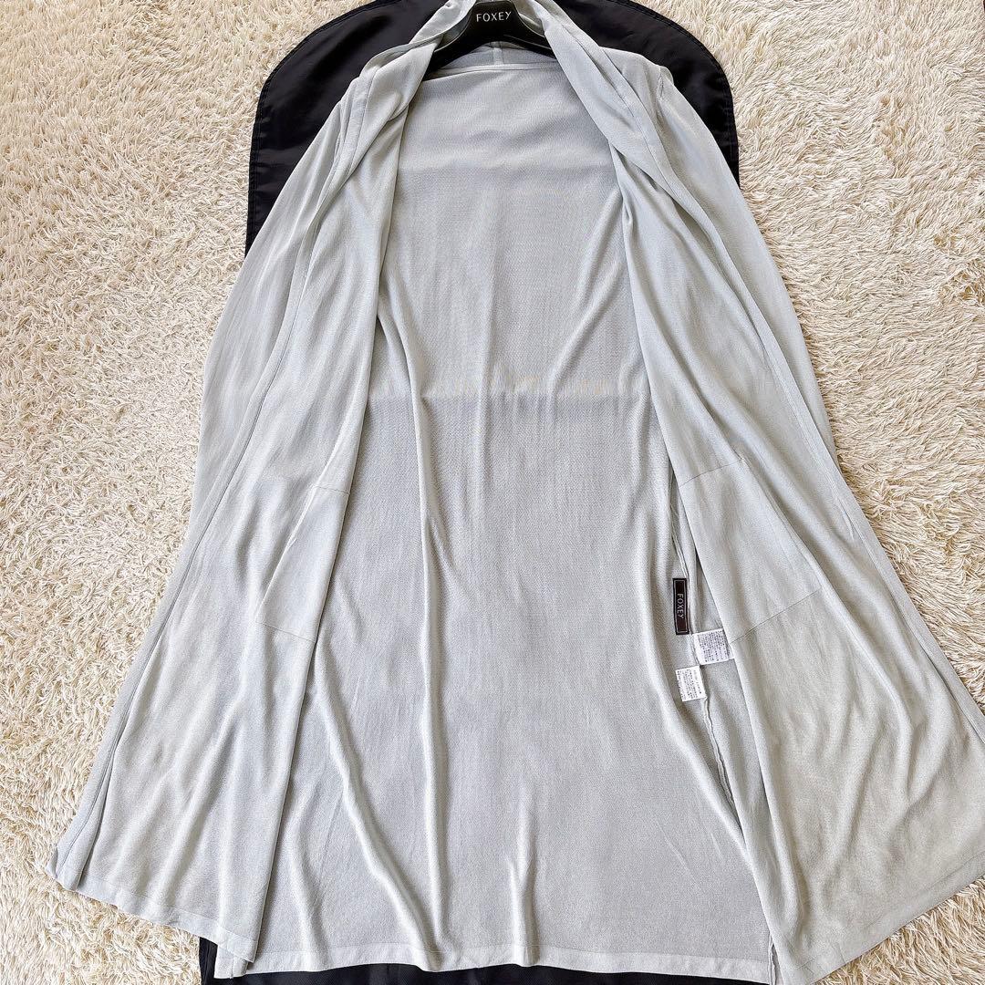 美品✨フォクシー　22年　ロングカーディガン　ボイルバニラ　アイスブルー　フリー