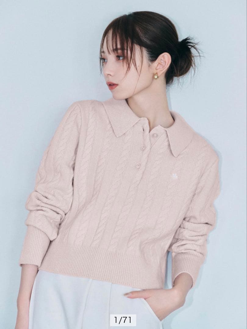 Rirandture POLO BCSコラボ ウールカシミヤケーブルポロニット