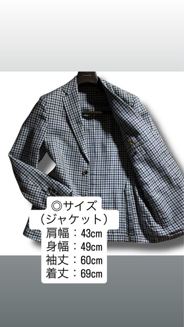【極美品】カノニコ 三者混 シルク 麻 テーラードジャケット チェック M相当