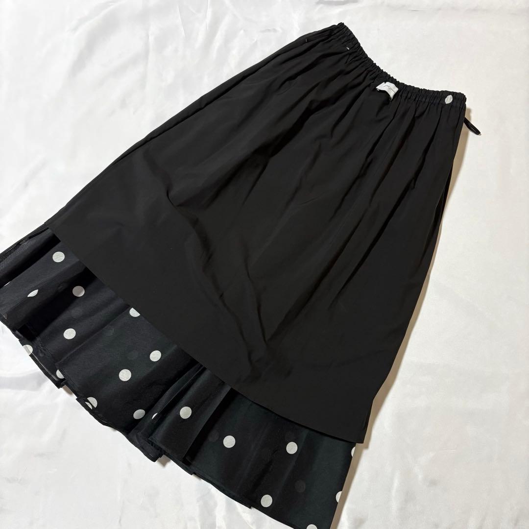 【美品】ユナイテッドアローズ オーガンジー プリント プリーツスカート ドット柄