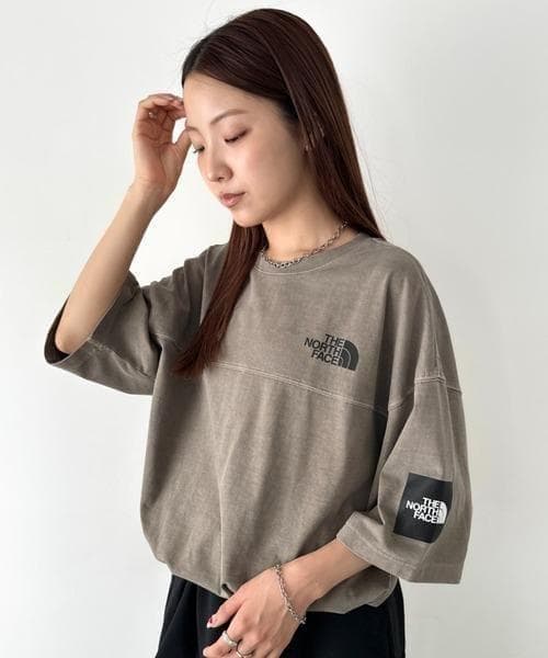 韓国限定☆ THE NORTH FACE ロゴ ステッチ Tシャツ ブラウン L