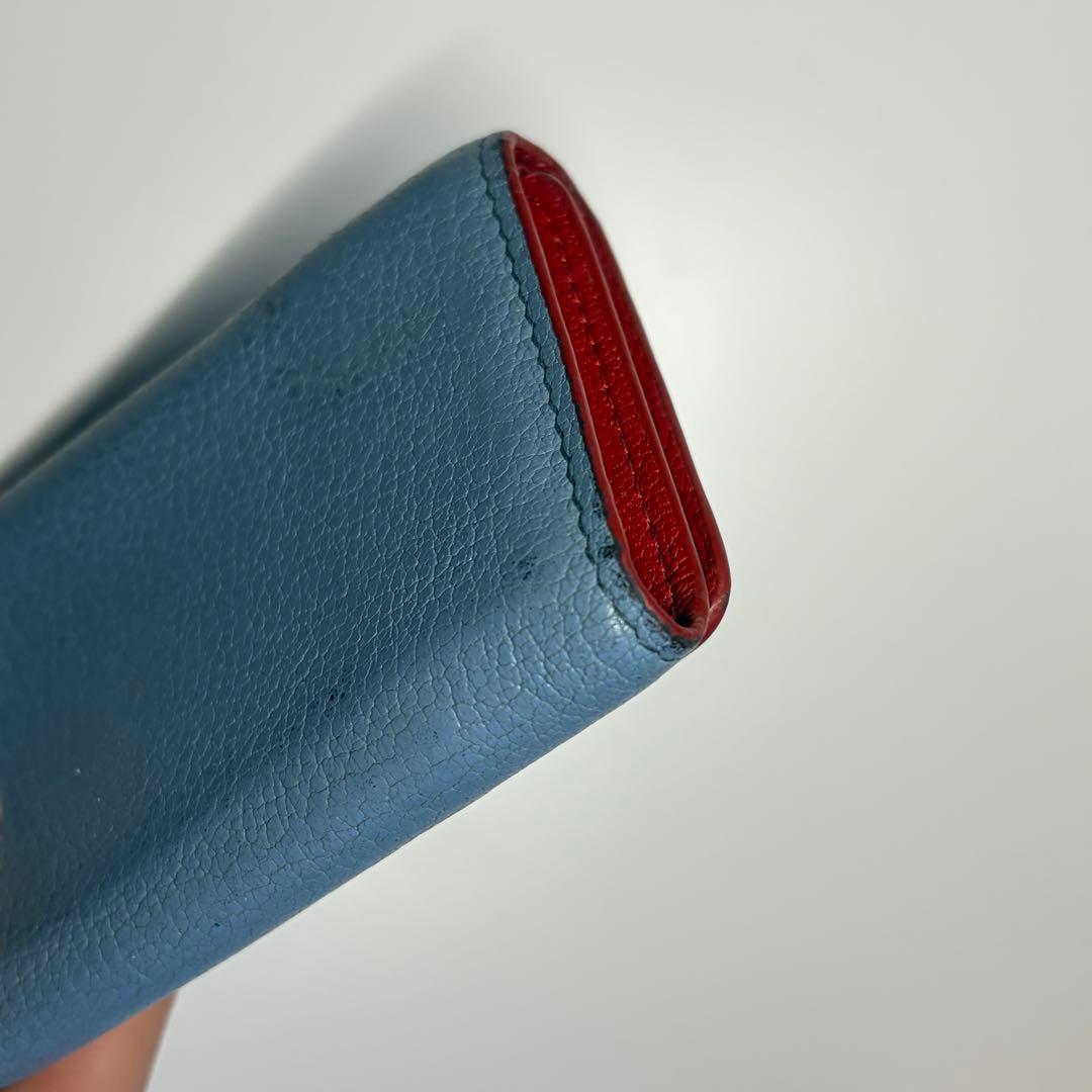 miu miu マドラス ラブレター 三つ折り財布 青 ブルー ミュウミュウ