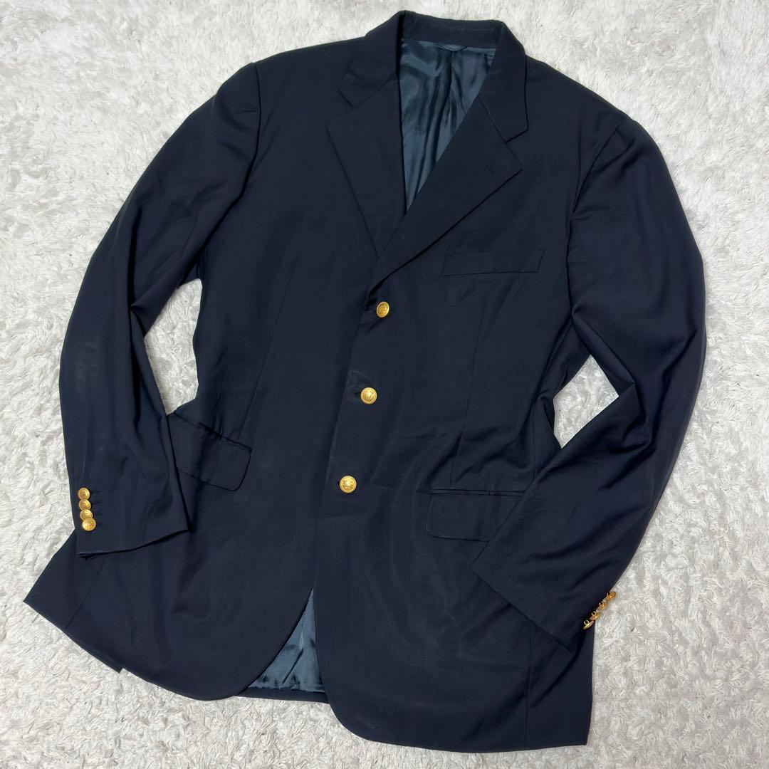 美品✨バーバリーロンドン✨金ボタン　紺ブレ　XL 大きいサイズ　ボタン刻印 3B
