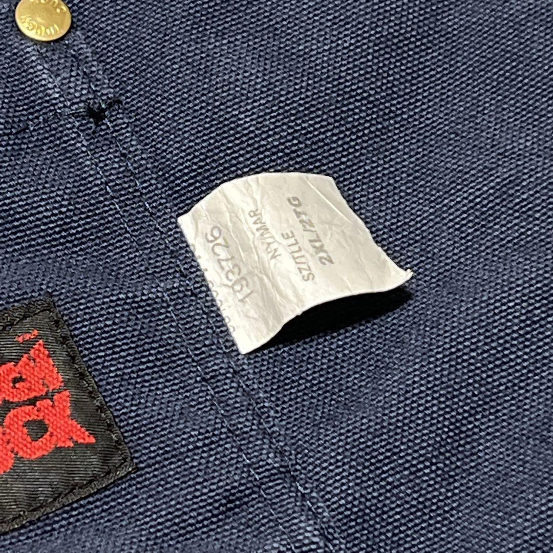 【KK】ダックベスト00sカナダ製ネイビーフェード2XL企業刺繍Y2K古着