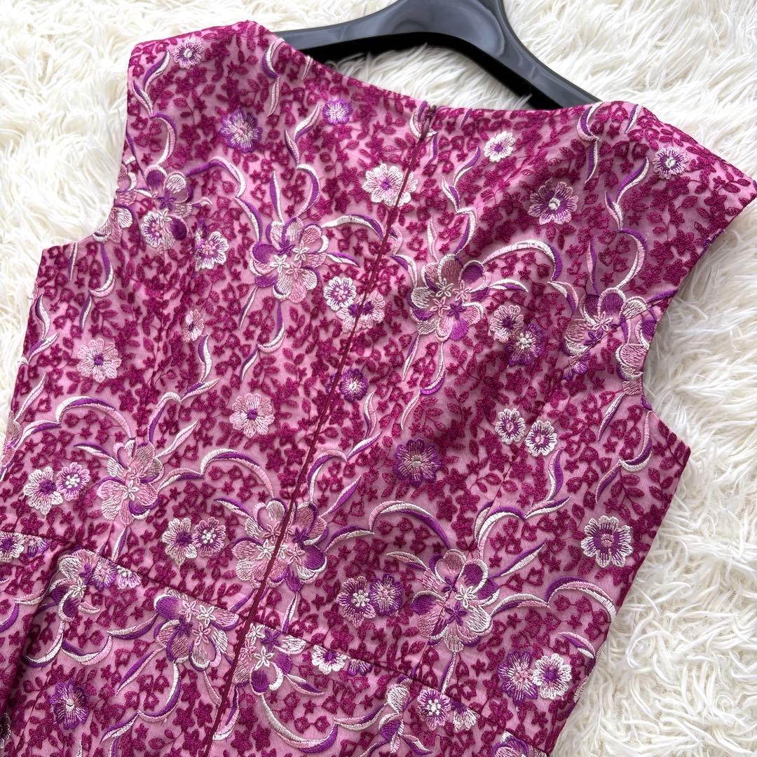 ウエストリボン　トッカ　花柄　総刺繍　ワンピース　Aライン　6 大きいサイズ