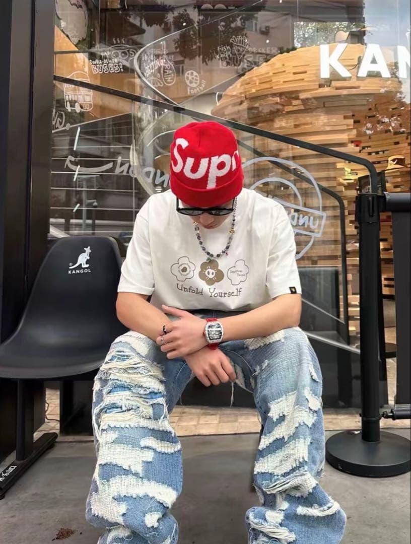 Supreme グレー ニット帽
