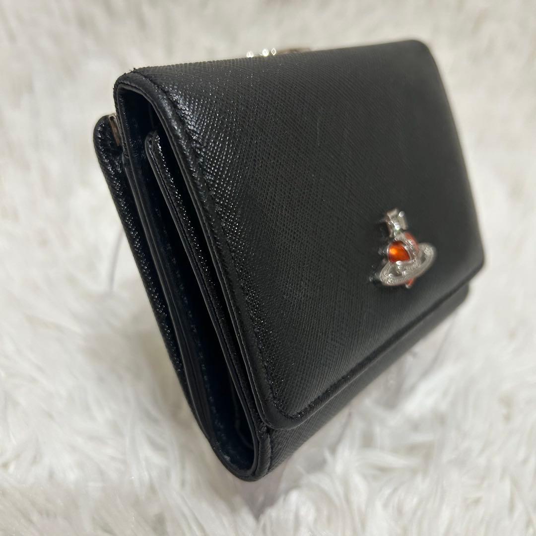 美品✨ヴィヴィアンウエストウッド ディアマンテ 三つ折り財布 がま口 レザー